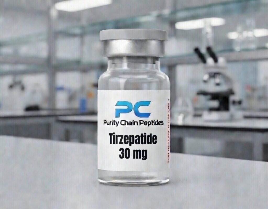 What are peptides — laboratory vial of short amino acid chains studied in research